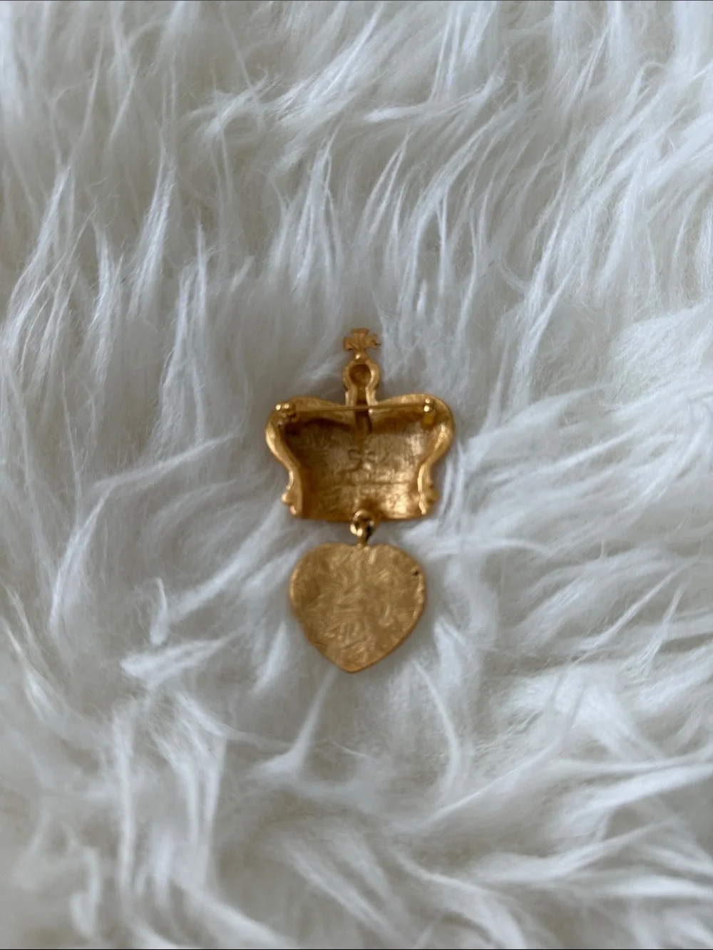 Gold Crown Heart Pendant with Mother-of-Pearl Heart